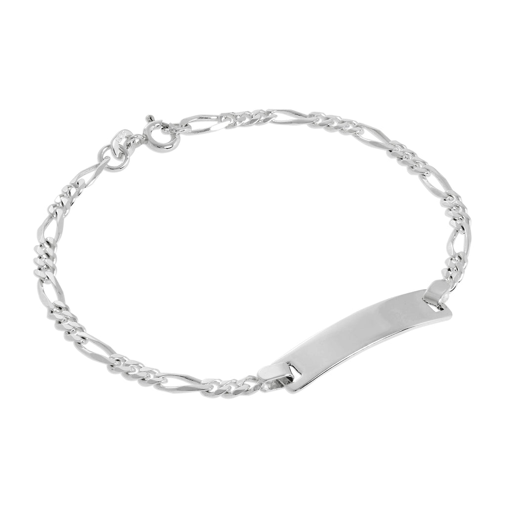 Damen-ID-Armband aus Sterlingsilber mit Figaro-Panzerkette, 3 mm, 18 cm