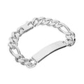 Dickes, kräftiges ID-Armband aus Sterlingsilber mit Panzer-Figarokette und ID-Platte, 11 mm, 18 - 20 cm
