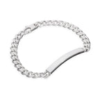 Dickes, kräftiges ID-Armband aus Sterlingsilber mit Panzerkette und gravierbarer ID-Platte, 7 mm, 18 - 20 cm