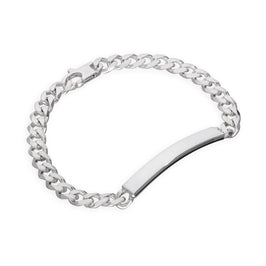 Dickes, kräftiges ID-Armband aus Sterlingsilber mit Panzerkette und gravierbarer ID-Platte, 7 mm, 18 - 20 cm