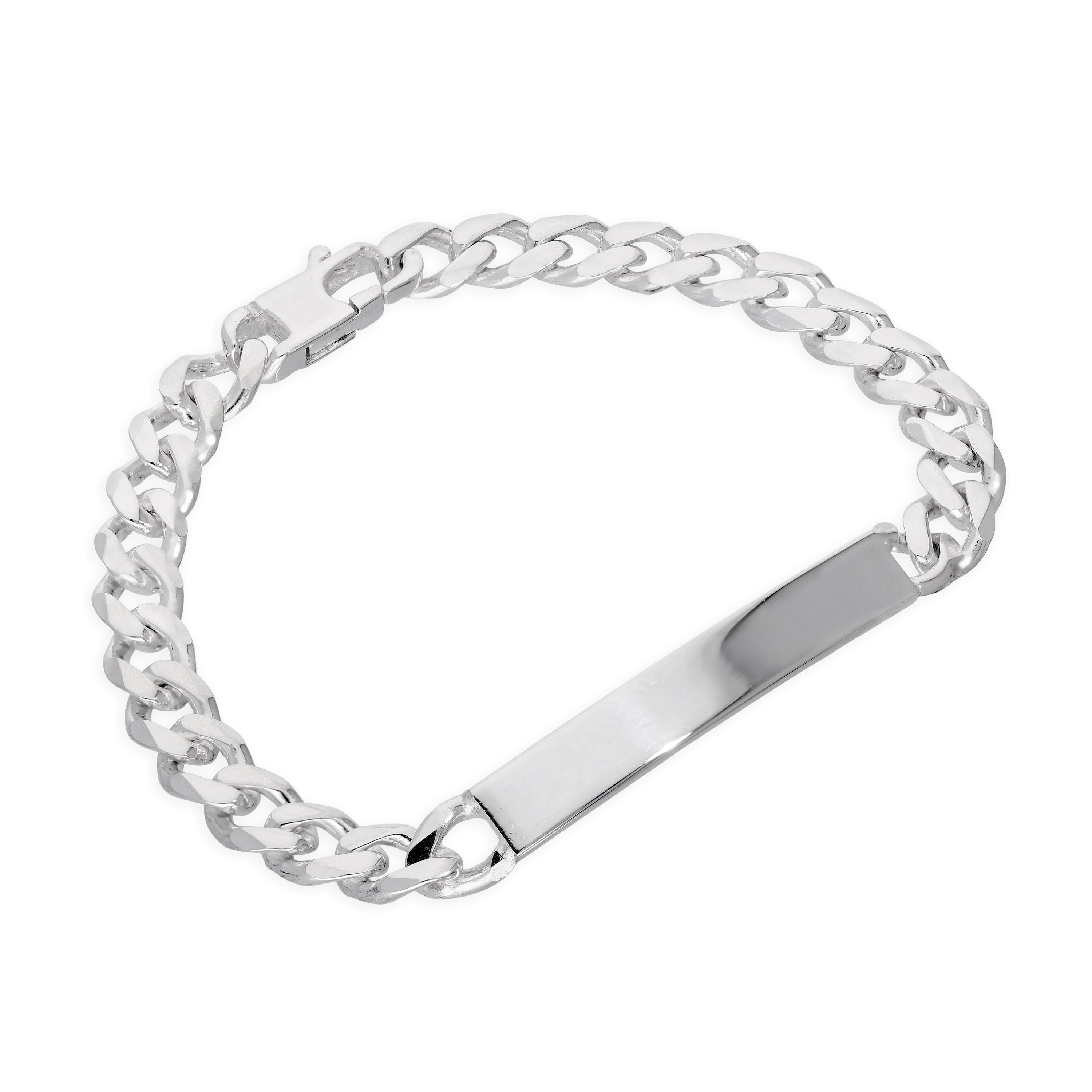 Sterlingsilber Dick Schwer 7 mm Panzer Herren Namensschild Armband
