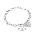 Sterlingsilber Belcher Kettenarmband mit Herz Vorhängeschloss 15 cm 20 cm