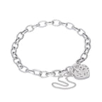 Sterlingsilber Belcher Kettenarmband mit Herz Vorhängeschloss 15 cm 20 cm