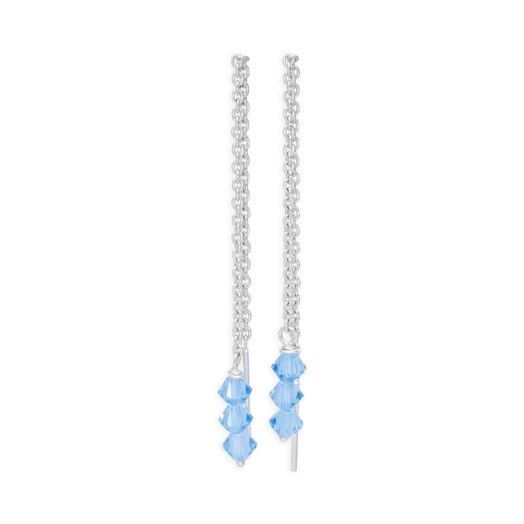 Ohrringe aus Sterlingsilber mit dreifacher blauer Zirkonia