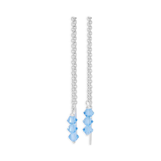 Ohrringe aus Sterlingsilber mit dreifacher blauer Zirkonia