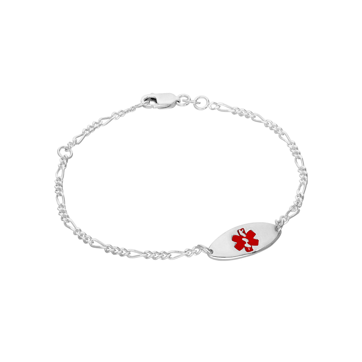 Sterlingsilber Sterlingsilber Damen 18 cm Medizinisches Notfall Namensschild Armband mit Ovalem Gravierbarem Schild