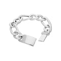 Sterlingsilber Herren Dick Schwer 20,5 cm Hohl Kette Armband mit Gravierbarem Verschluss