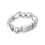 Sterlingsilber Herren Dick Schwer 20,5 cm Hohl Kette Armband mit Gravierbarem Verschluss
