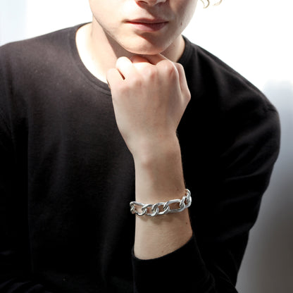 Sterlingsilber Herren Dick Schwer 20,5cm Hohl Kette Armband mit Gravierbarem Verschluss