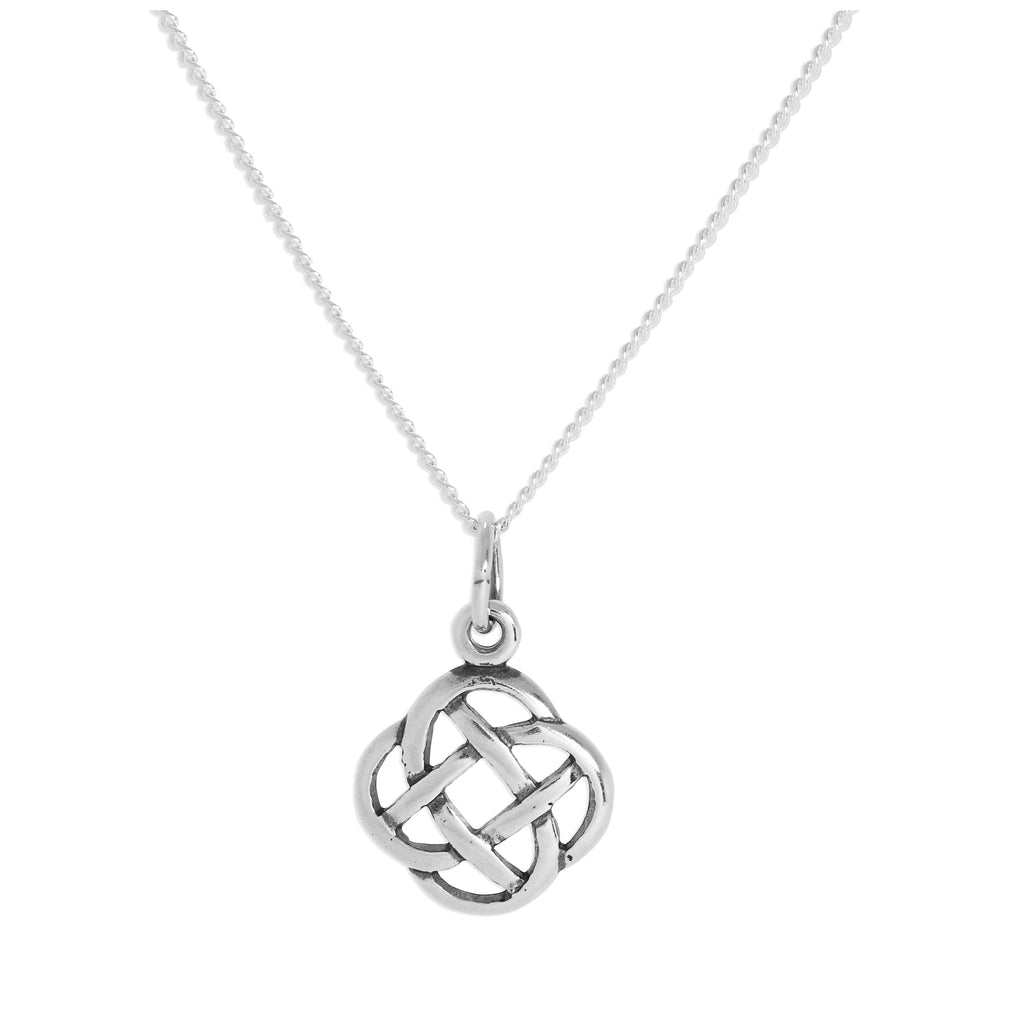 Halskette mit rundem Anhänger mit keltischem Knoten aus Sterlingsilber, 16–24 Zoll