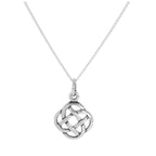Halskette mit rundem Anhänger mit keltischem Knoten aus Sterlingsilber, 16–24 Zoll