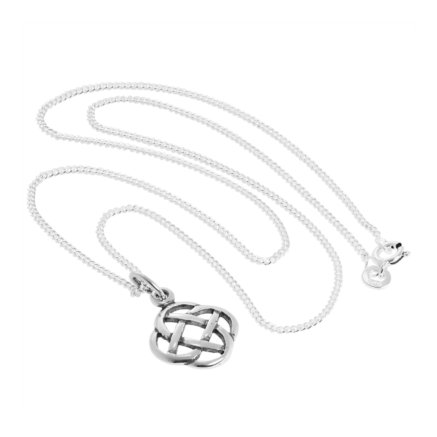 Halskette mit rundem Anhänger mit keltischem Knoten aus Sterlingsilber, 16–24 Zoll