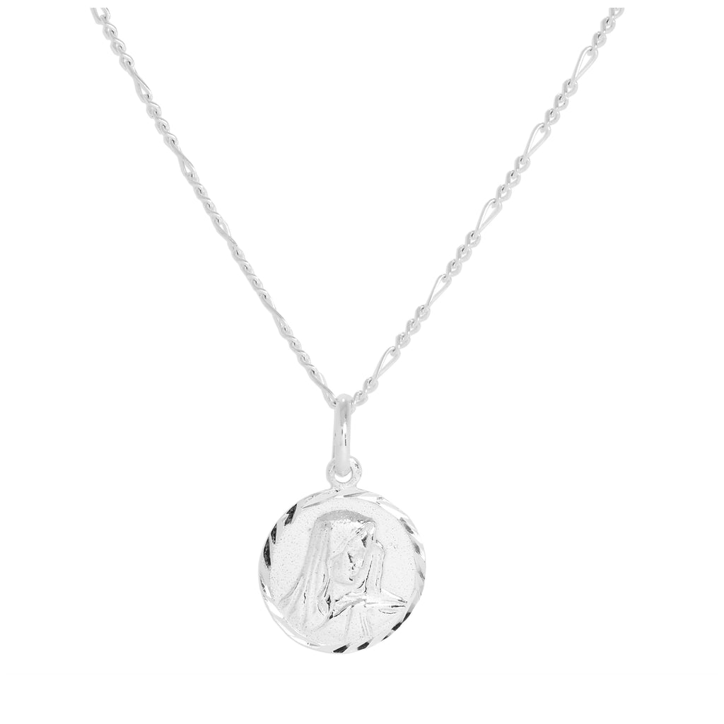 Halskette aus Sterlingsilber mit Madonna und Kind, 14–32 Zoll