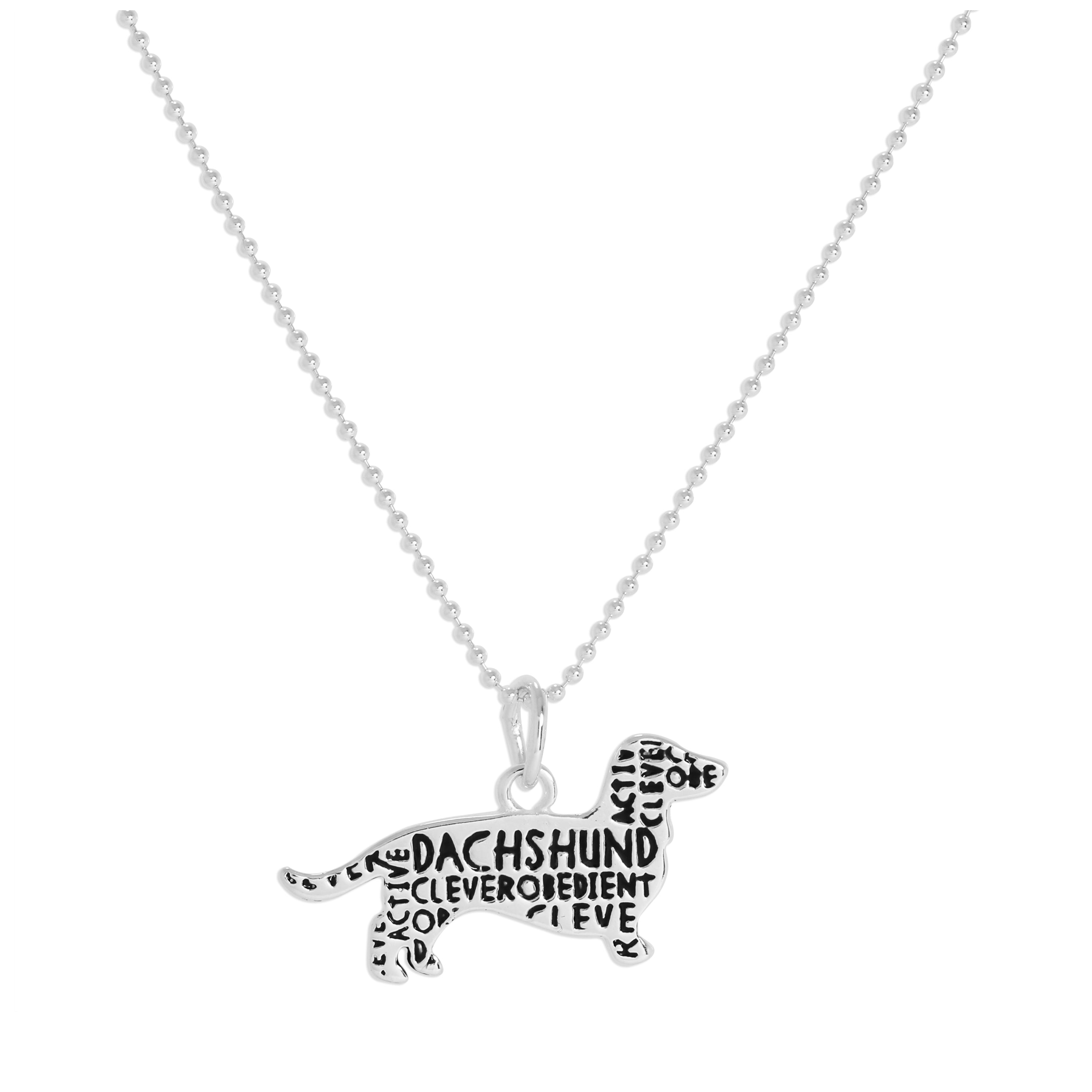 Halskette mit Dackel-Anhänger aus Sterlingsilber, 14–22 Zoll