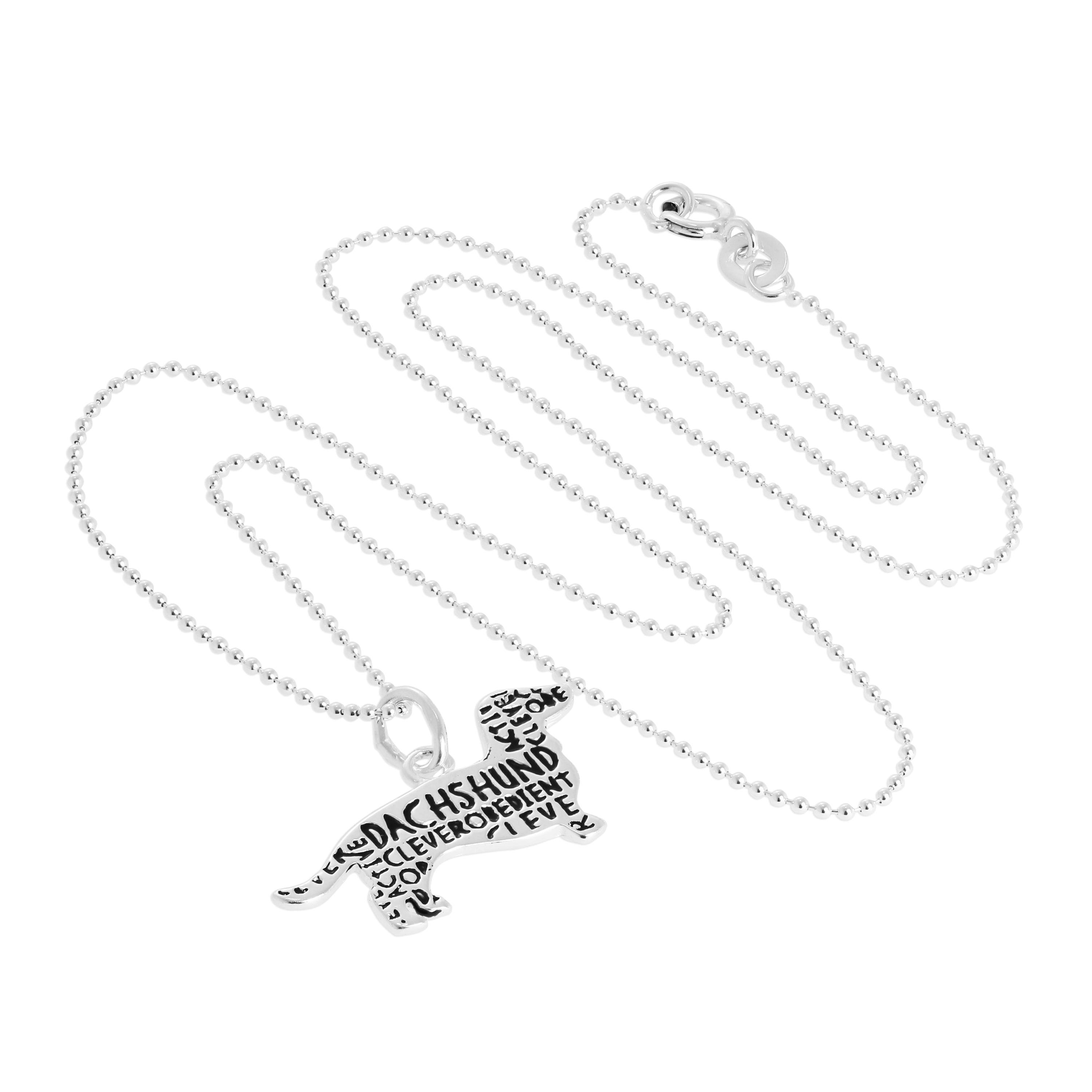 Halskette mit Dackel-Anhänger aus Sterlingsilber, 14–22 Zoll