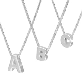 Sterlingsilber Alphabet Buchstaben Perlen 18 Zoll Halskette A - Z