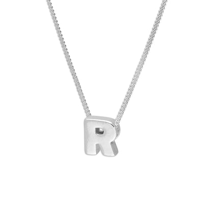 Sterling Silber Alphabet Buchstaben Perlen 18 Zoll Halskette A - Z