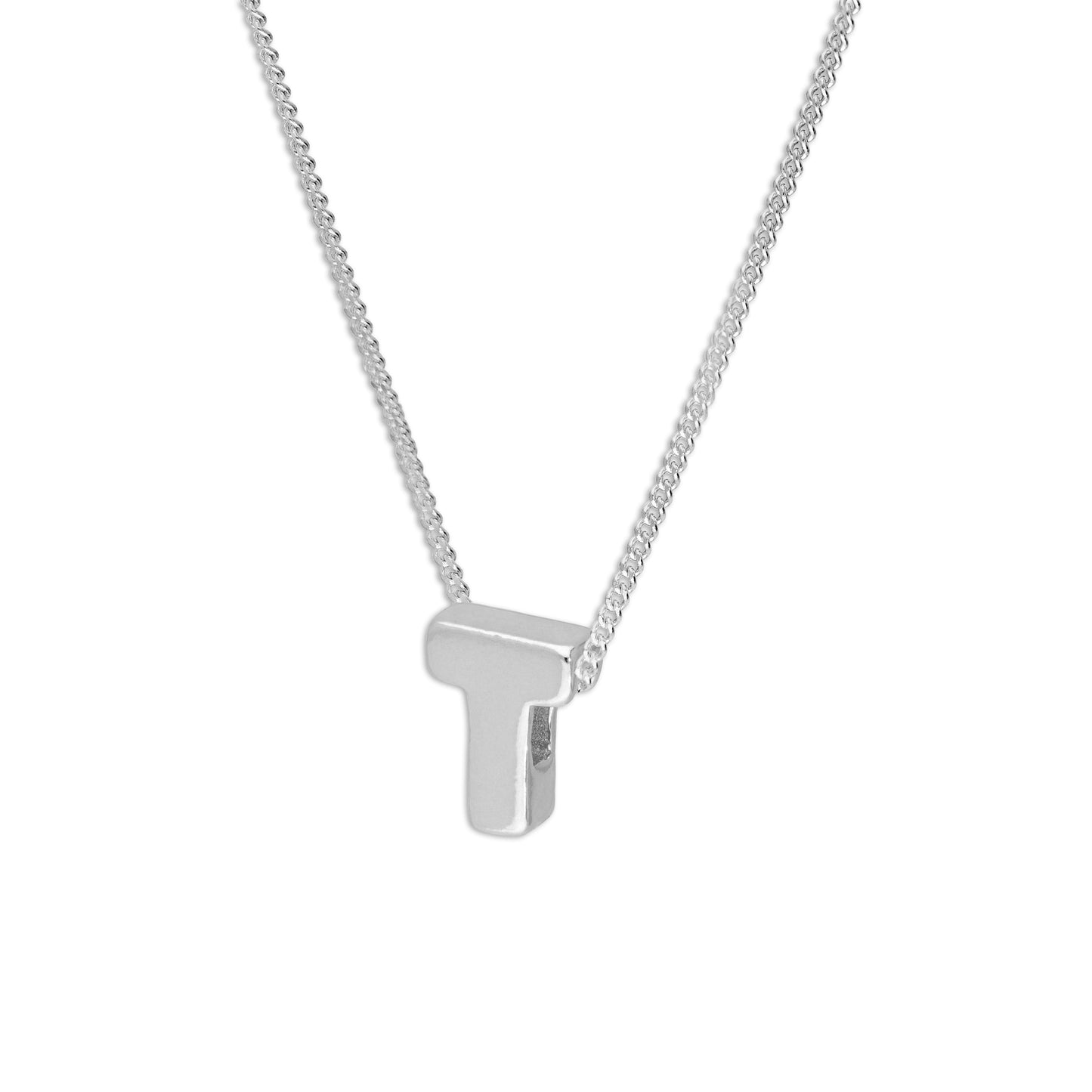 Sterling Silber Alphabet Buchstaben Perlen 18 Zoll Halskette A - Z