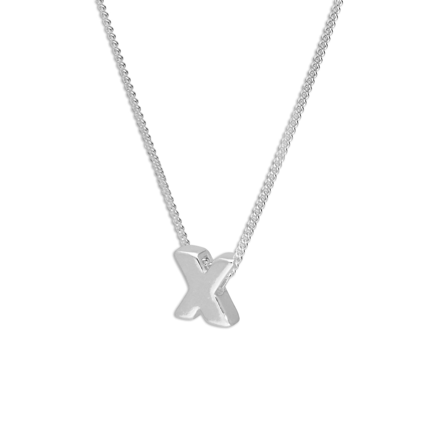 Sterling Silber Alphabet Buchstaben Perlen 18 Zoll Halskette A - Z