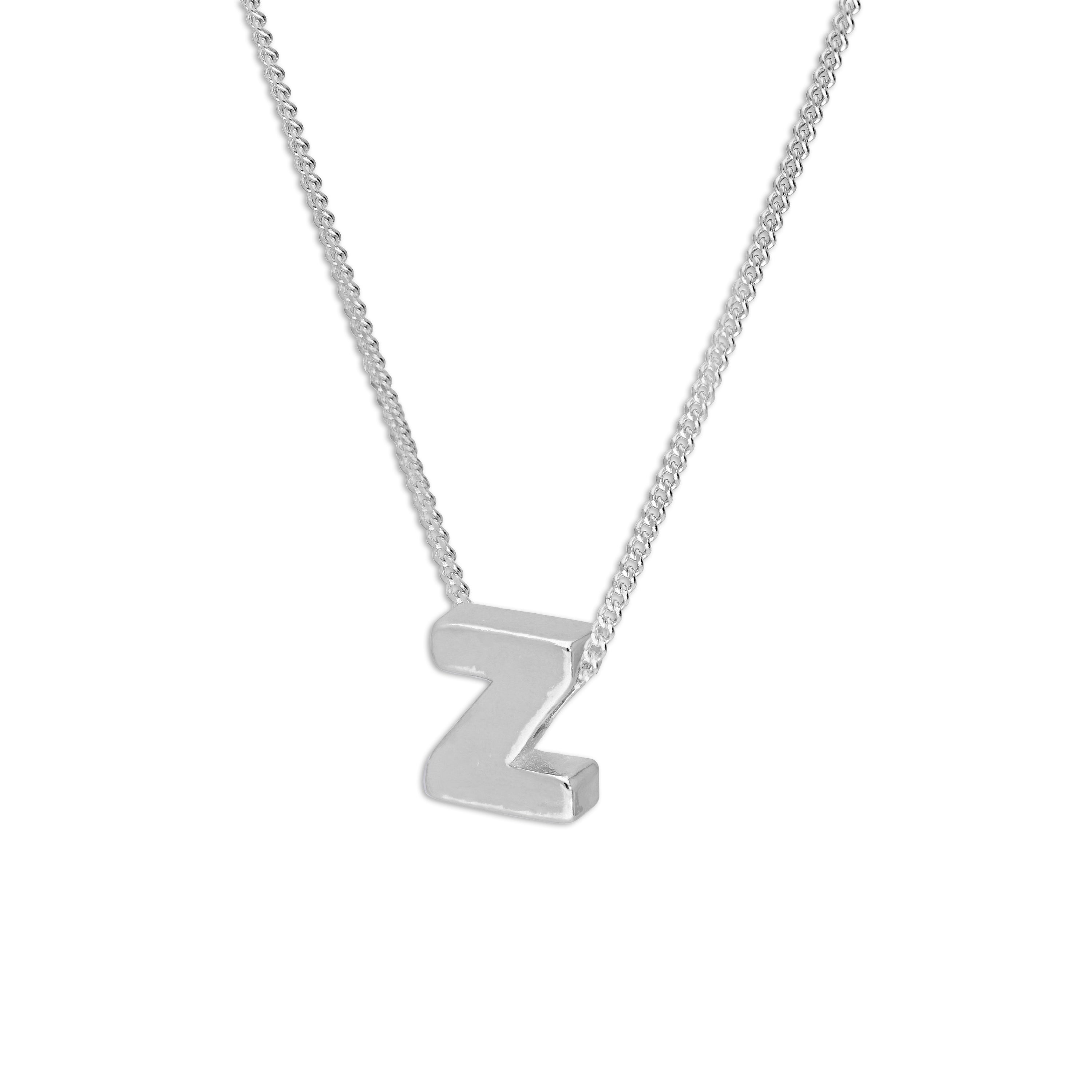 Sterlingsilber Alphabet Buchstaben Perlen 18 Zoll Halskette A - Z
