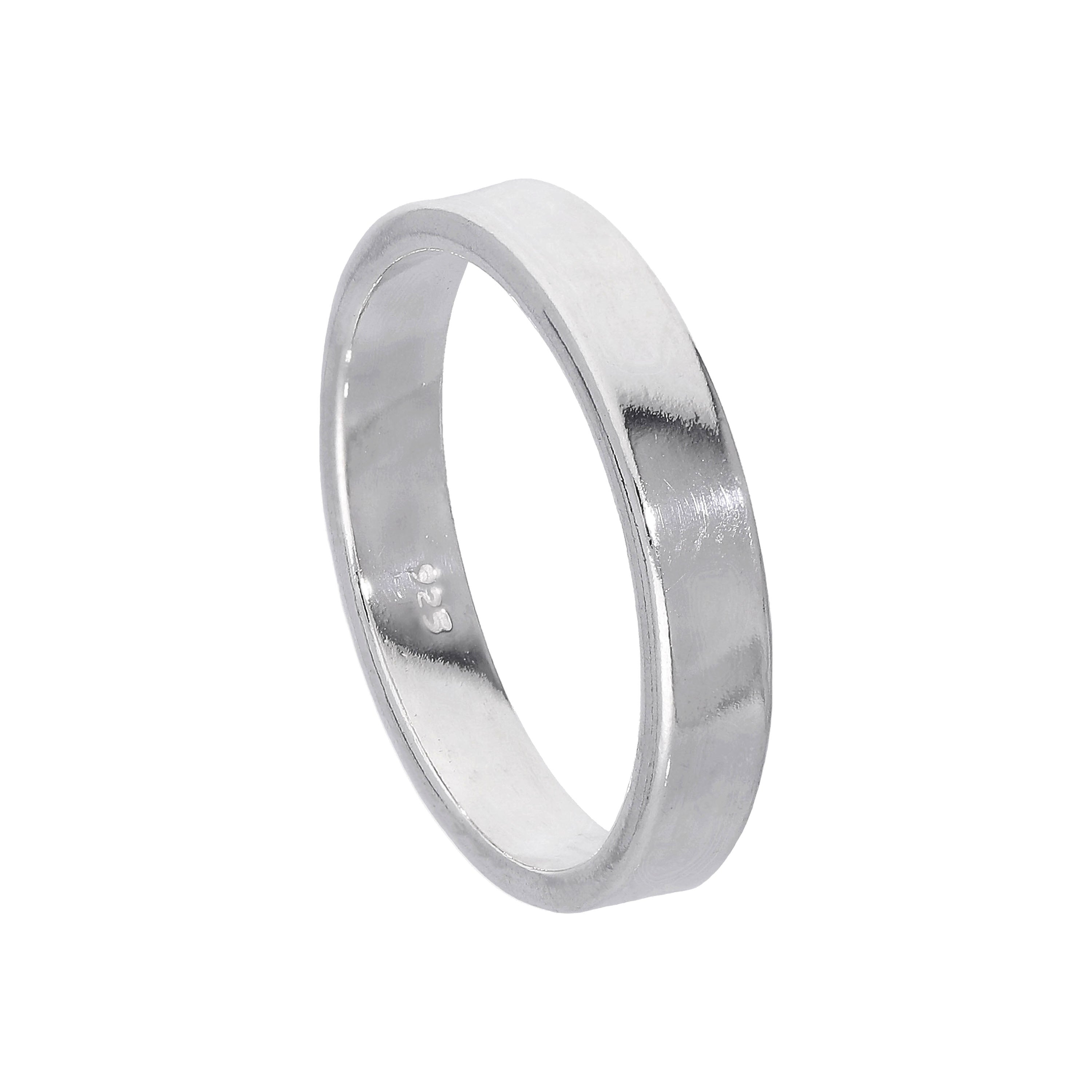 Sterlingsilber 4 mm flacher Ehering in Komfortweite Größe I - Z