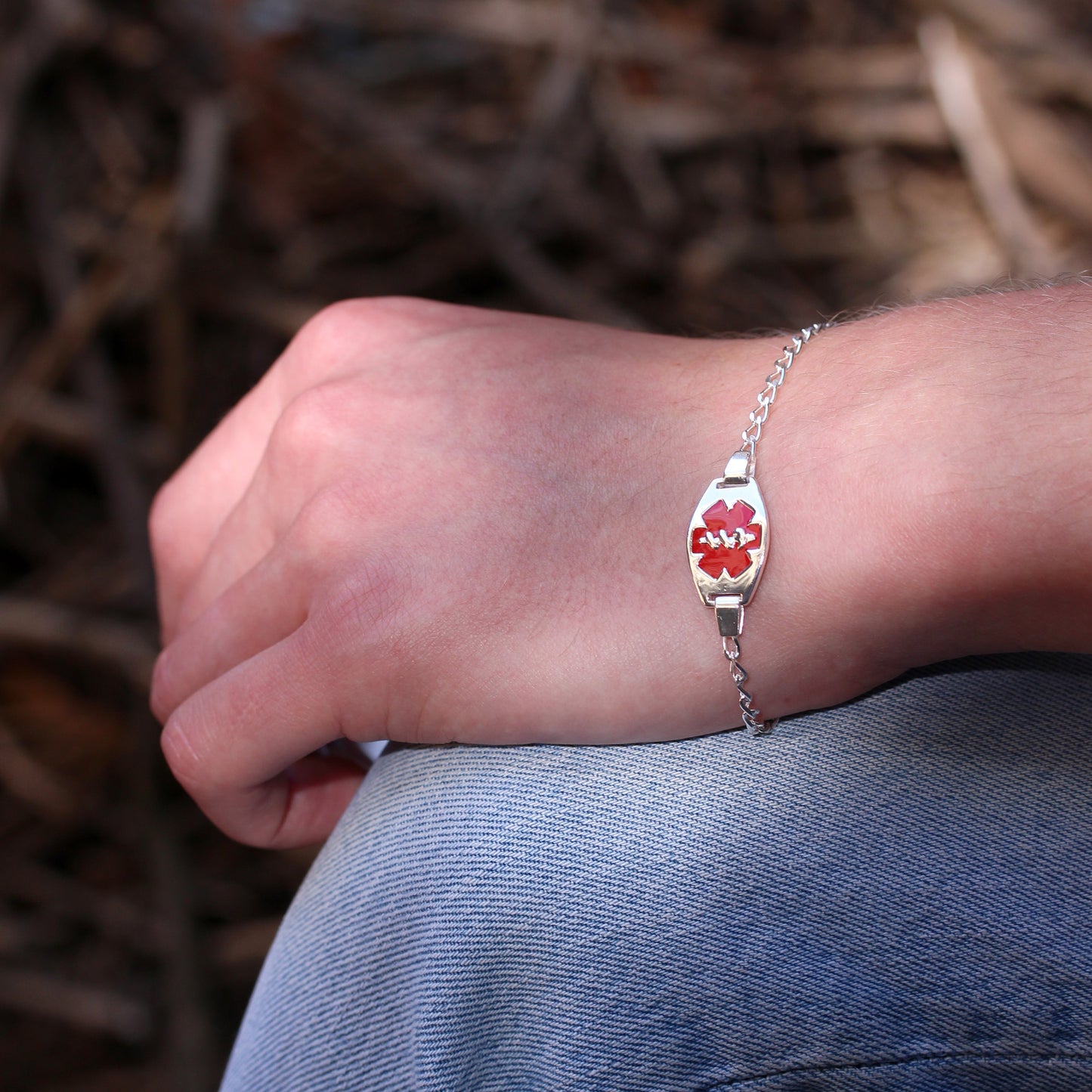 Sterling Silber Gravierbares Herren- & Damen-Armband für medizinische Notfälle 7 - 8 Zoll