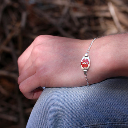 Sterling Silber Gravierbares Herren- & Damen-Armband für medizinische Notfälle 7 - 8 Zoll