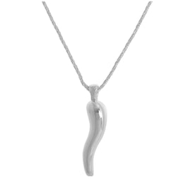 Groß Sterlingsilber "Glückshörnchen" Cornicello Halskette 16 - 61 cm