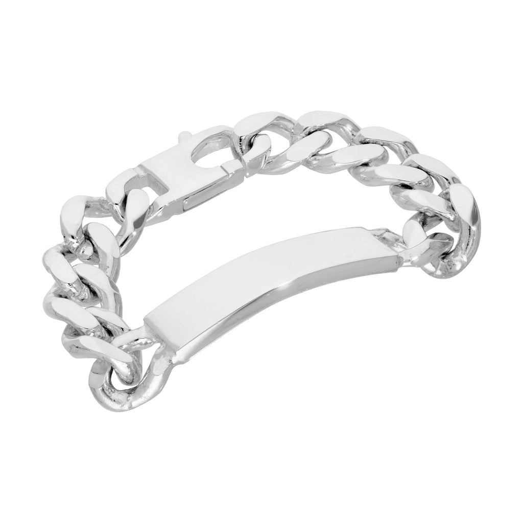 Sterlingsilber Dick Schwer 15 mm Panzer Herren 20,5 cm Namensschild Armband