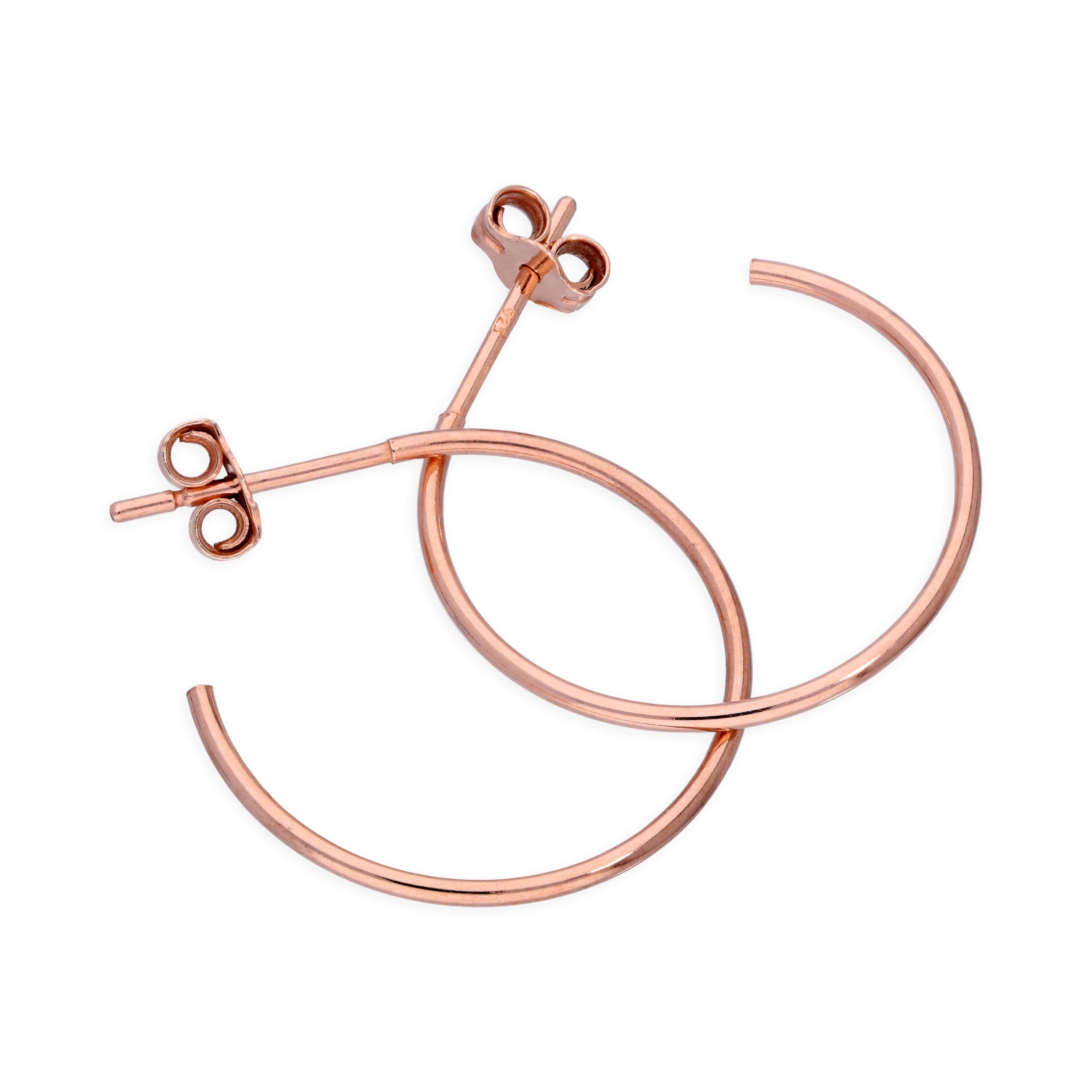 Rosévergoldet Sterlingsilber Offen 20 mm Creolen Ohrstecker