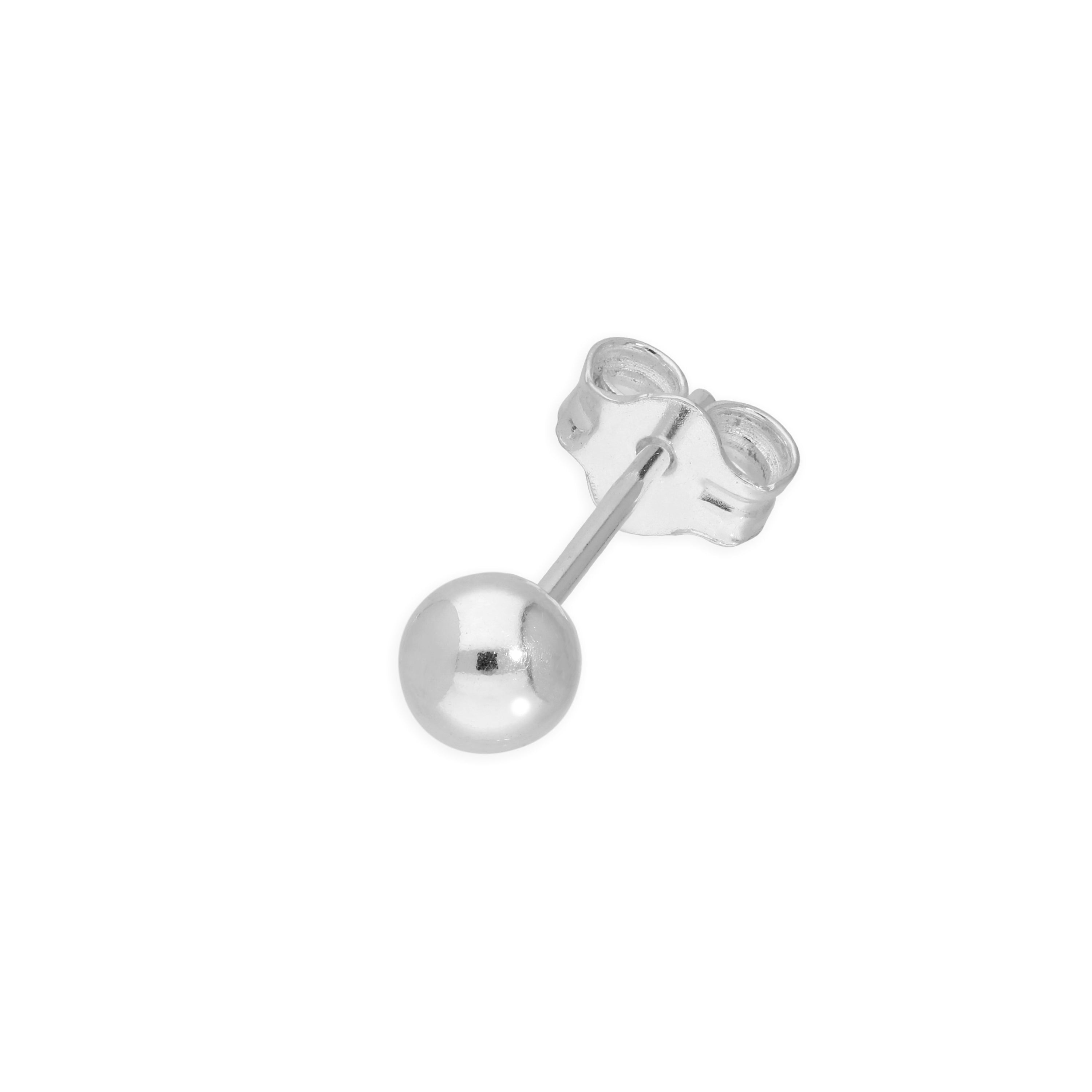 Einzel Sterlingsilber 4 mm Kugel Ohrstecker