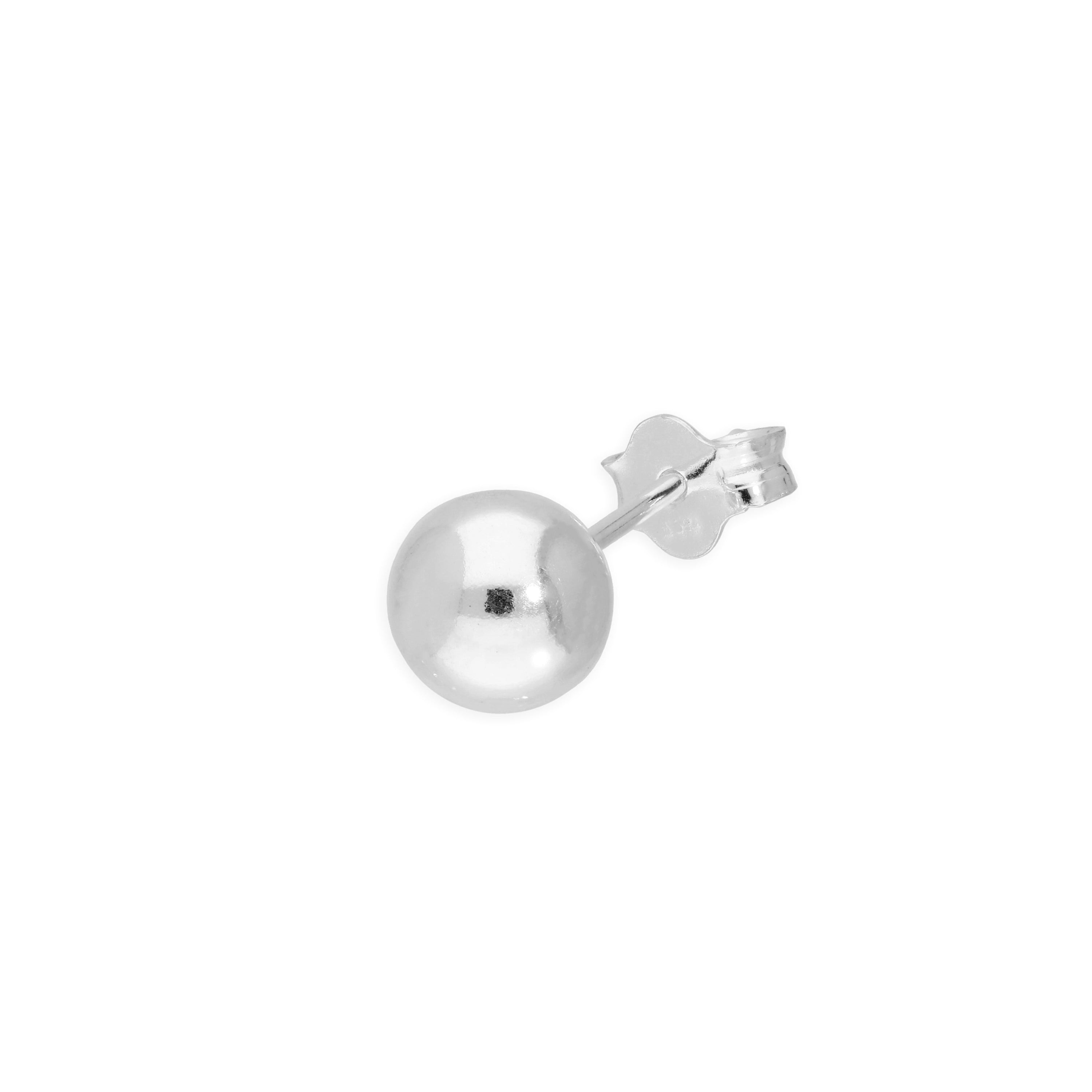 Einzel Sterlingsilber 6 mm Kugel Ohrstecker