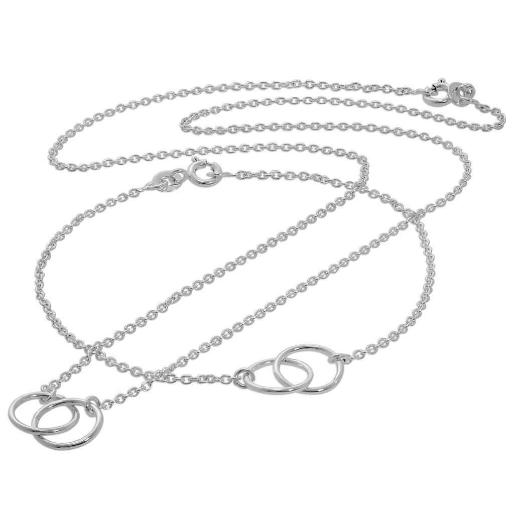 Set aus Halskette und Armband aus Sterlingsilber mit Unendlichkeitszeichen und Karma-Kreis