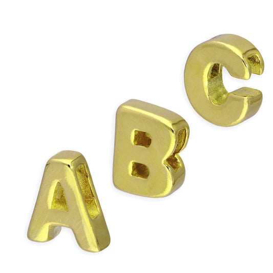 Vergoldet Sterlingsilber Alphabet Buchstabe Einfädel Anhänger A - Z