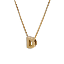 Gold Getaucht Sterlingsilber Einfädel Buchstabe D Anhänger Halskette40,5 - 56 cm