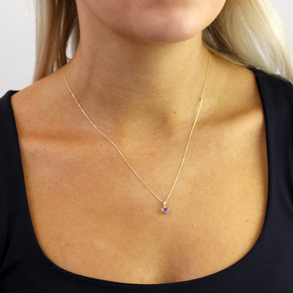 9 Karat Gold Edelstein Herz Anhänger Amethyst