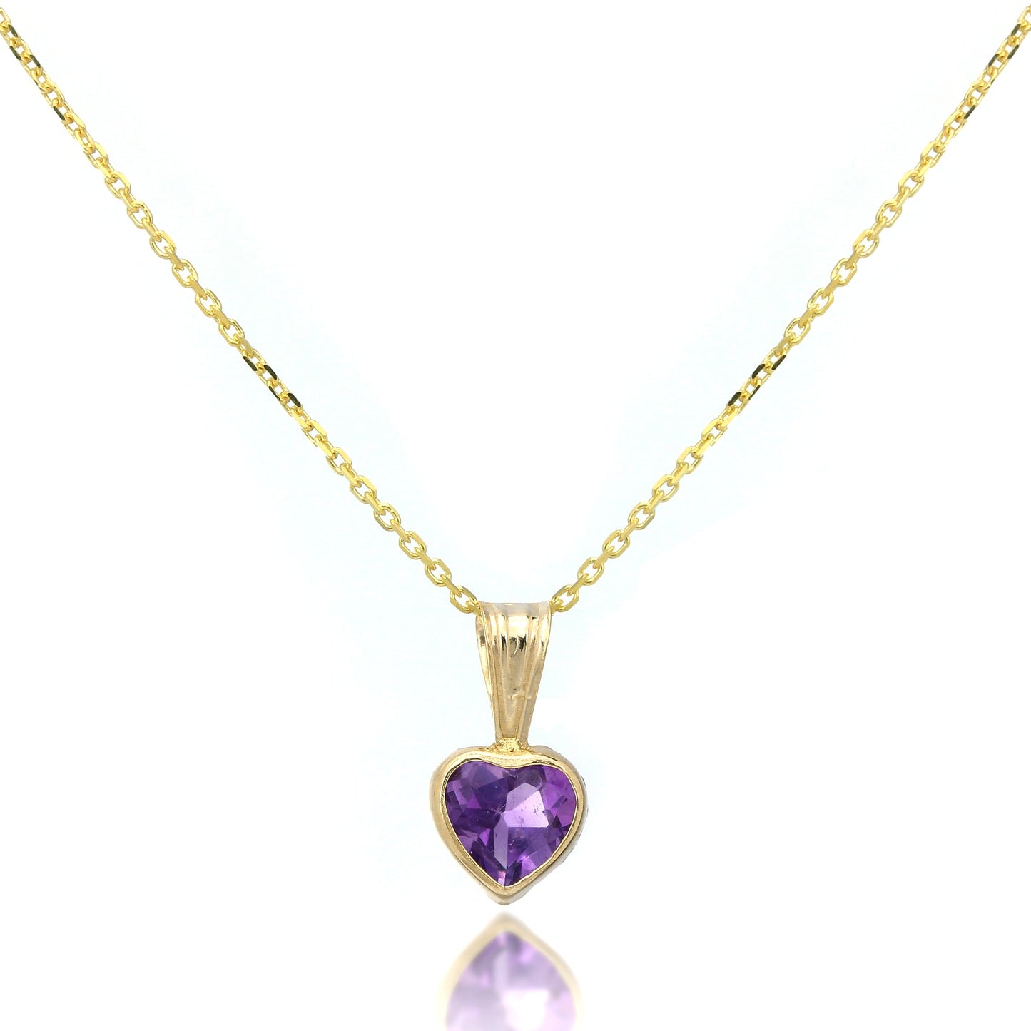 9 Karat Gold Edelstein Herz Anhänger Amethyst