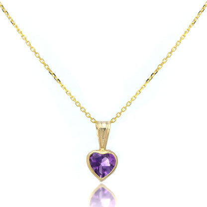 9 Karat Gold Edelstein Herz Anhänger Amethyst