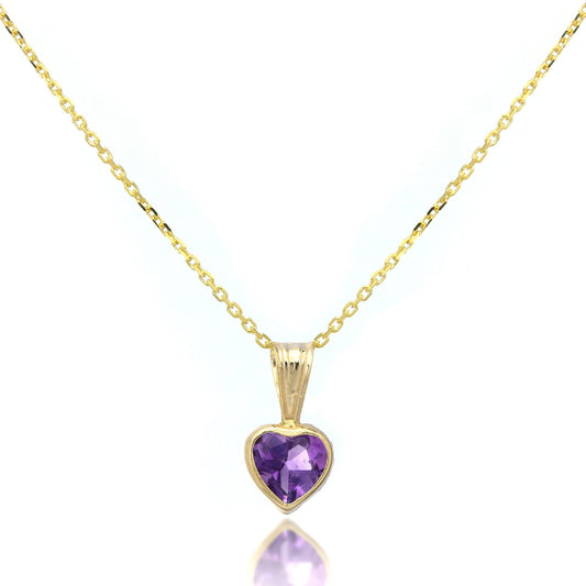 9 Karat Gold Edelstein Herz Anhänger Amethyst