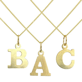 Leichtgewichtige kleine 9 Karat Gold Initial Buchstaben Charms Halskette A-Z