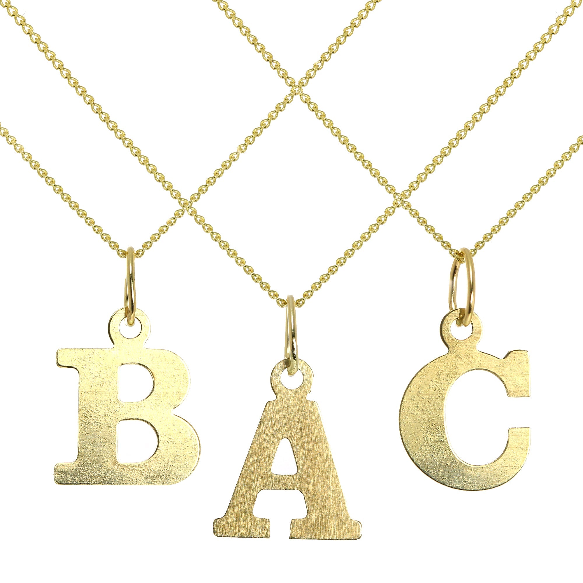 Leichtgewichtige kleine 9 Karat Gold Initial Buchstaben Charms Halskette A-Z