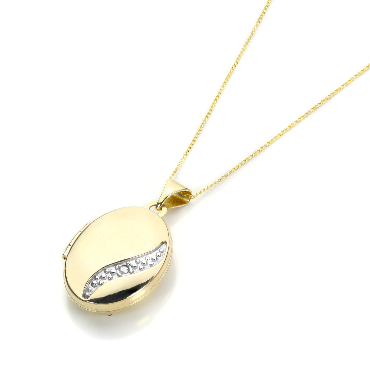 9 Karat Gelbgold-Diamant-Ovalmedaillon
