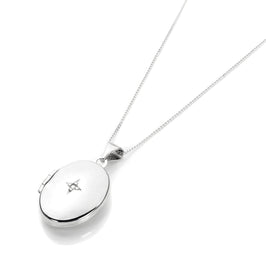 9 Karat Weißgold Diamant-Ovalmedaillon