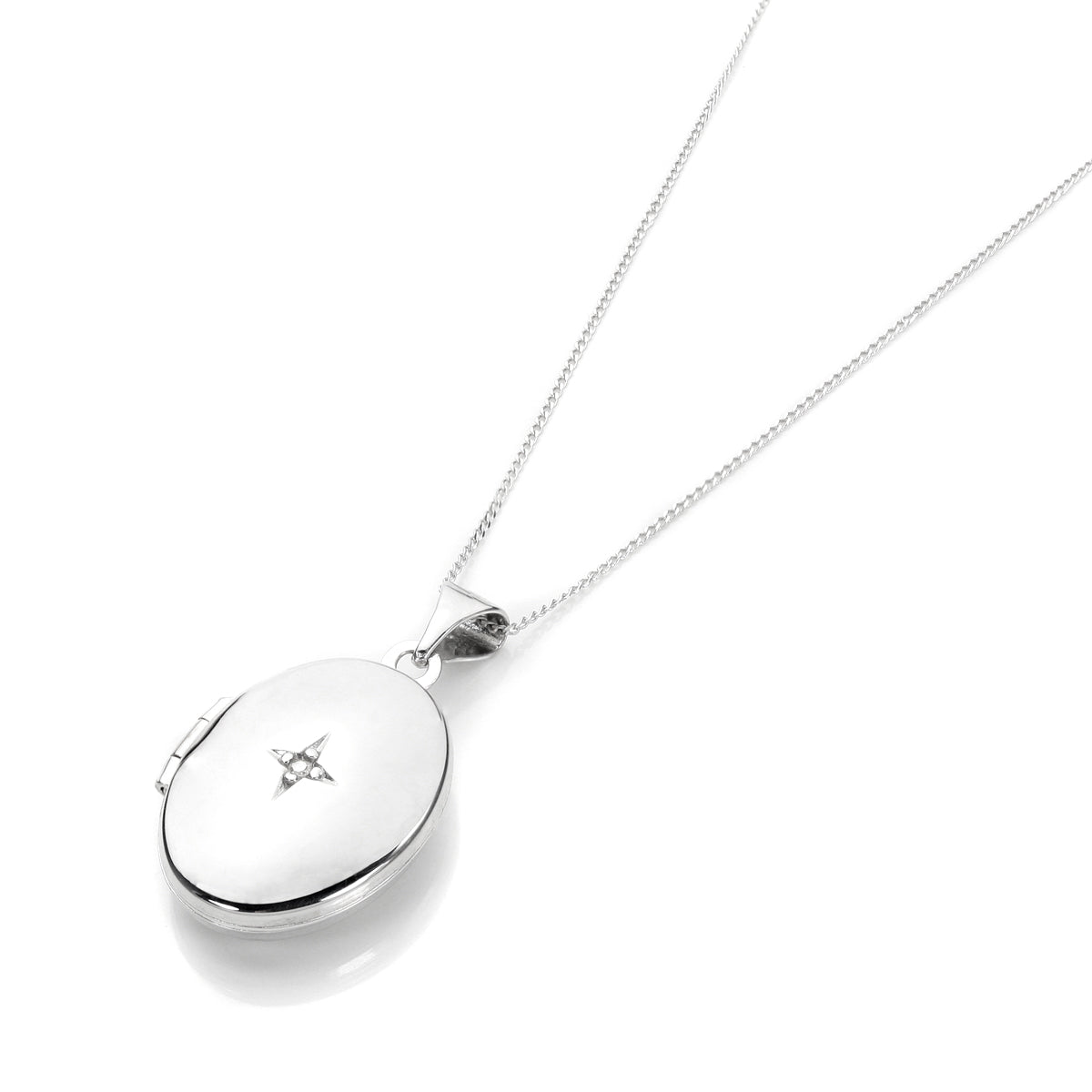 9 Karat Weißgold Diamant-Ovalmedaillon