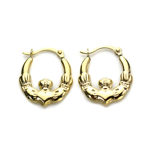 9 Karat Gelbgold Claddagh Creolen Ohrringe