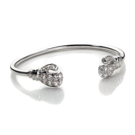 Baby-Armreif aus Sterlingsilber mit Boxhandschuh und klarem Zirkonia