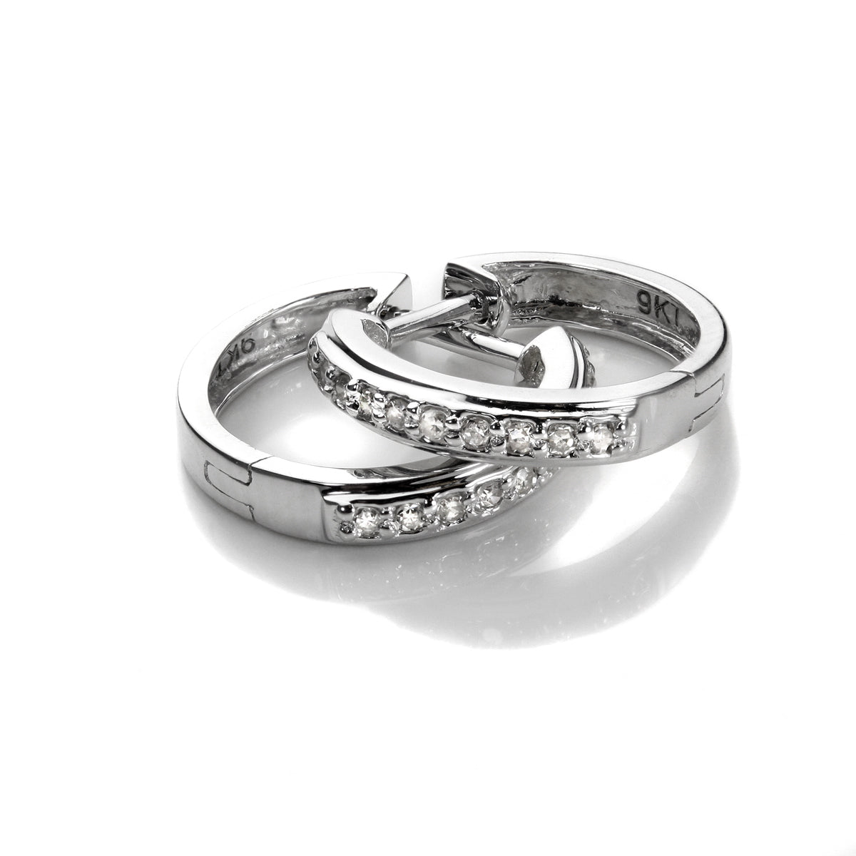 9ct Mixed Gold Diamond Huggie Ohrringe