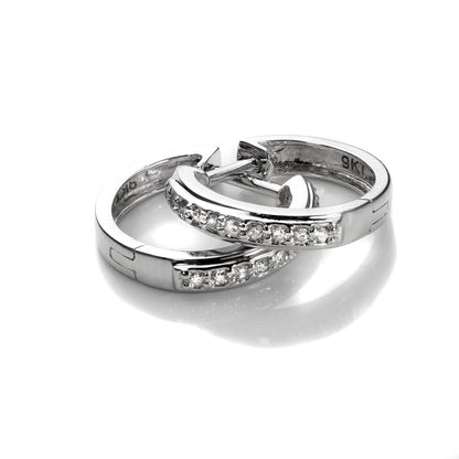 9ct Mixed Gold Diamond Huggie Ohrringe