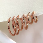 9 Karat Roségold Gedrehte Schläferohrringe - 10 mm 15 mm 20 mm