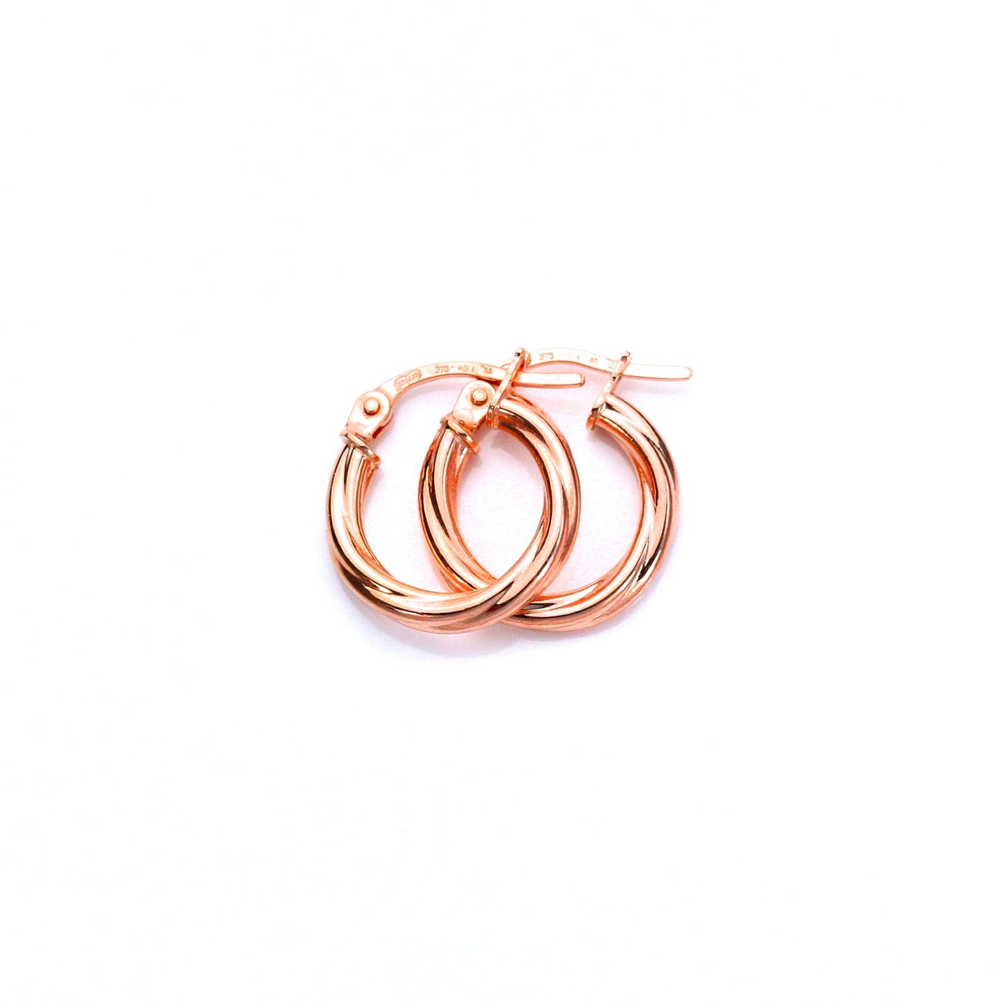 9ct Rose Gold Gedrehte Schläferohrringe - 10mm 15mm 20mm